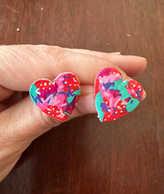 Load image into Gallery viewer, Hand Painted Heart Shaped Earrings - 8
