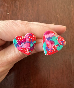Hand Painted Heart Shaped Earrings - 8
