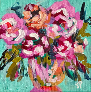 "Day 13 of 28 February Flowers"- 5x5x1.5 Acrylic Original on Canvas