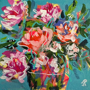 "Day 29 of 28 February Flowers"- 5x5x.5 Acrylic Original on Canvas