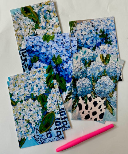 Set of 10 hydrangea notecards and envelopes