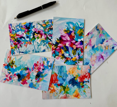 Set of 10 assorted abstract notecards and envelopes