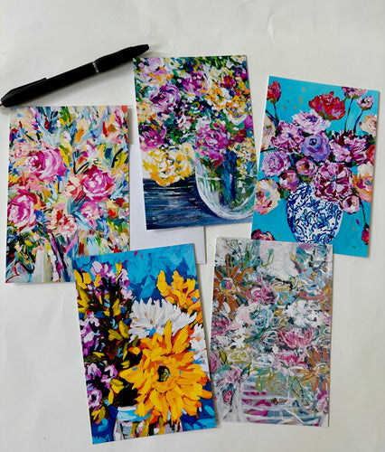 Set of 10 assorted floral notecards and envelopes