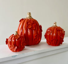 Load image into Gallery viewer, Classic Fall with gold stem- Ceramic pumpkin - click to see size options
