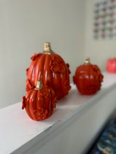 Load image into Gallery viewer, Classic Fall with gold stem- Ceramic pumpkin - click to see size options