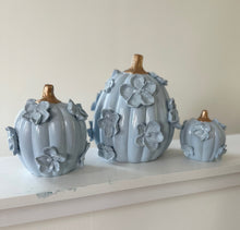 Load image into Gallery viewer, Haint blue with gold- Ceramic pumpkin - click to see size options