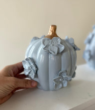 Load image into Gallery viewer, Haint blue with gold- Ceramic pumpkin - click to see size options