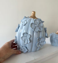 Load image into Gallery viewer, Haint blue with gold- Ceramic pumpkin - click to see size options