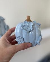 Load image into Gallery viewer, Haint blue with gold- Ceramic pumpkin - click to see size options
