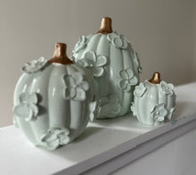 Load image into Gallery viewer, Calming green with gold stem- Ceramic pumpkin - click to see size options