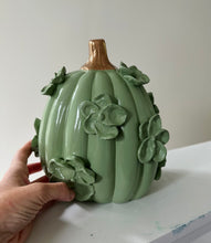 Load image into Gallery viewer, Sap Green with gold stem- Ceramic pumpkin - click to see size options