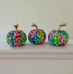 "Bold Polka Dot- Round" hand painted foam pumpkin