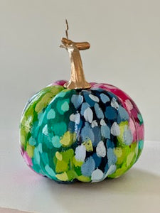 "Bold Polka Dot- Round" hand painted foam pumpkin