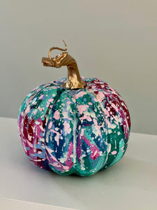 "Pastel Speckle- Round" hand painted foam pumpkin