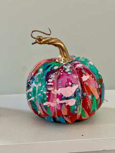 "Bold Speckle- Round" hand painted foam pumpkin