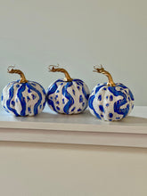 Load image into Gallery viewer, &quot;Periwinkle Pattern- Round&quot; hand painted foam pumpkin