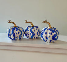 Load image into Gallery viewer, &quot;Periwinkle Pattern- Round&quot; hand painted foam pumpkin