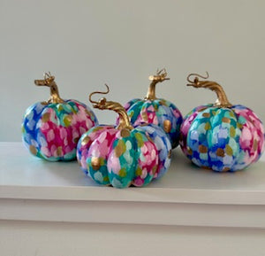 "Pastel Polka Dot- Flat" hand painted foam pumpkin