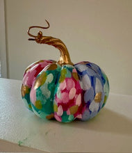 Load image into Gallery viewer, &quot;Pastel Polka Dot- Flat&quot; hand painted foam pumpkin