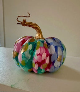 "Pastel Polka Dot- Flat" hand painted foam pumpkin