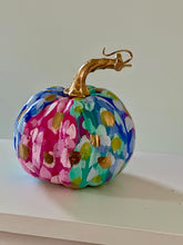 Load image into Gallery viewer, &quot;Pastel Polka Dot- Round&quot; hand painted foam pumpkin