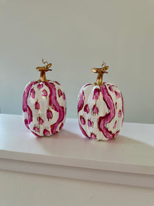 "Pink Pattern- tall" hand painted foam pumpkin
