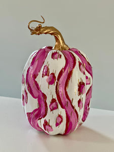 "Pink Pattern- tall" hand painted foam pumpkin