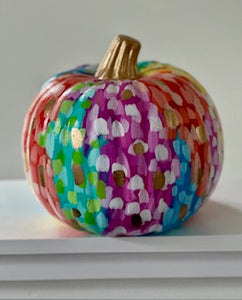 "Medium Polka Dot - 2" hand painted foam pumpkin