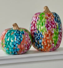 Load image into Gallery viewer, &quot;Large Bold Polka Dot -1&quot; hand painted foam pumpkin
