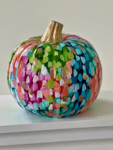 "Medium Bold Polka Dot" hand painted foam pumpkin