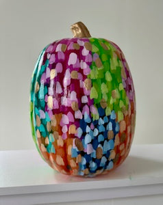 "Large Bold Polka Dot -1" hand painted foam pumpkin