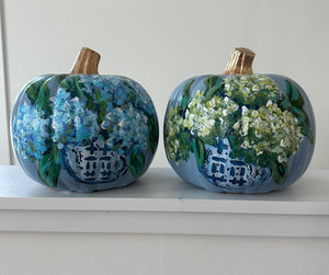 "Medium Blue/Green Hydrangea - 1" hand painted foam pumpkin