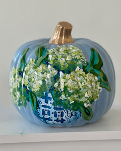 "Medium Blue/Green Hydrangea - 1" hand painted foam pumpkin