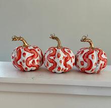 Load image into Gallery viewer, &quot;Orange Pattern- Round&quot; hand painted foam pumpkin
