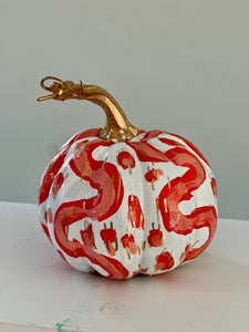 "Orange Pattern- Round" hand painted foam pumpkin