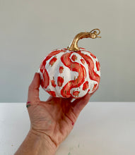 Load image into Gallery viewer, &quot;Orange Pattern- Round&quot; hand painted foam pumpkin