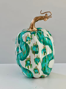 "Green Pattern- tall" hand painted foam pumpkin