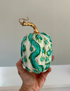 "Green Pattern- tall" hand painted foam pumpkin