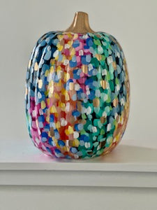 "Large Bold Polka Dot 2" hand painted foam pumpkin