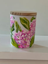 Load image into Gallery viewer, Pumpkin Spice candle Small- Hand painted pink hydrangea