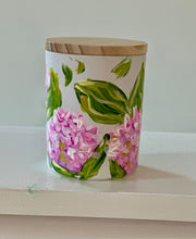 Load image into Gallery viewer, Pumpkin Spice candle Small- Hand painted pink hydrangea