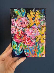 "Happy Petals" - 5x7x.5  Original on Canvas