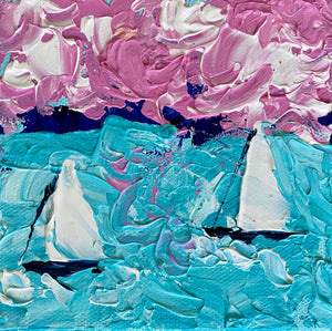 "Coasting along" - 5x5x.5 Original Acrylic on Canvas