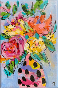 "Just because flowers" - 6x4x.5 Original on Canvas